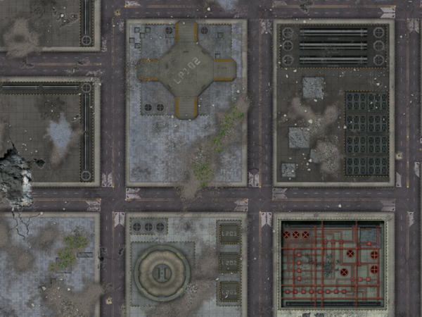 Eine Tabletop Battle Mat im Stadt Design.